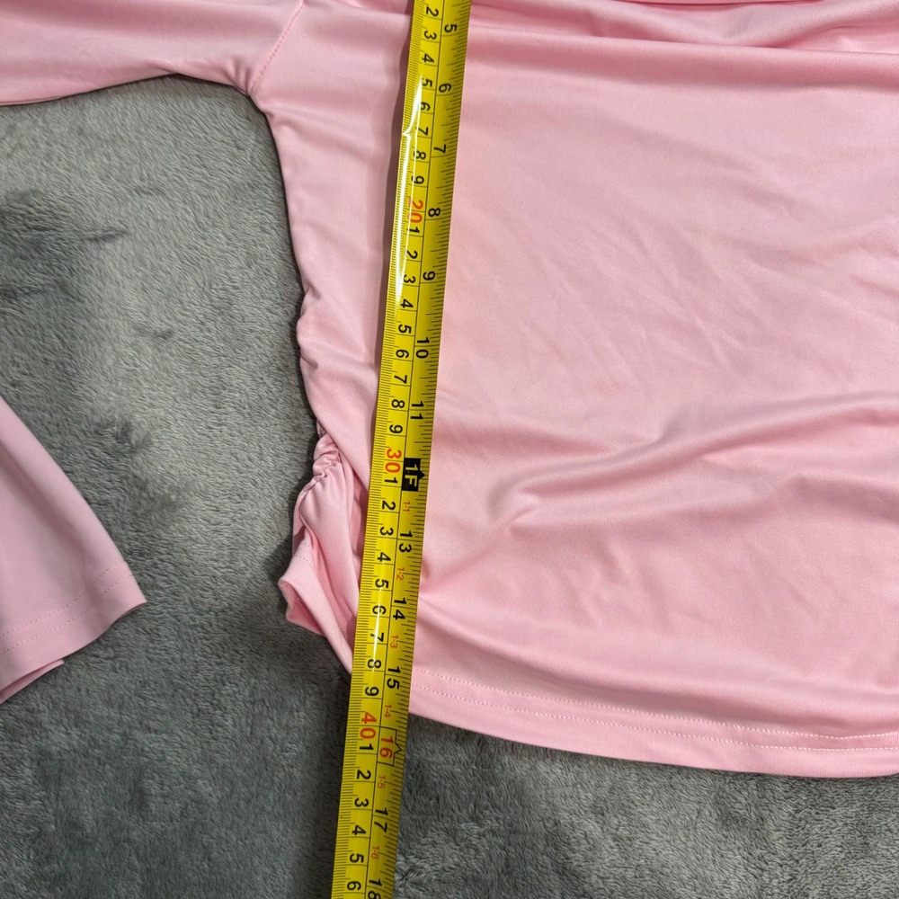 NEW Edikted S14921 Light Pink Ruched Off Shoulder Bell Sleeve Top Small - Picture 8 of 8